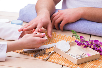 Hand manicure concept for man