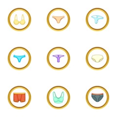 Underclothes icons set, cartoon style