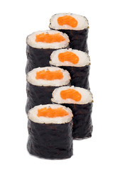 sushi and rolls on a white background. isolate