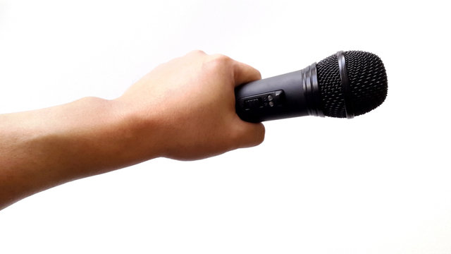 Microphone on hand isolated