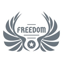 Freedom wing logo, simple gray style