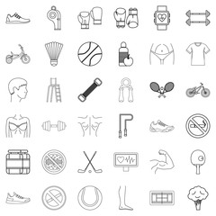 Diet icons set, outline style
