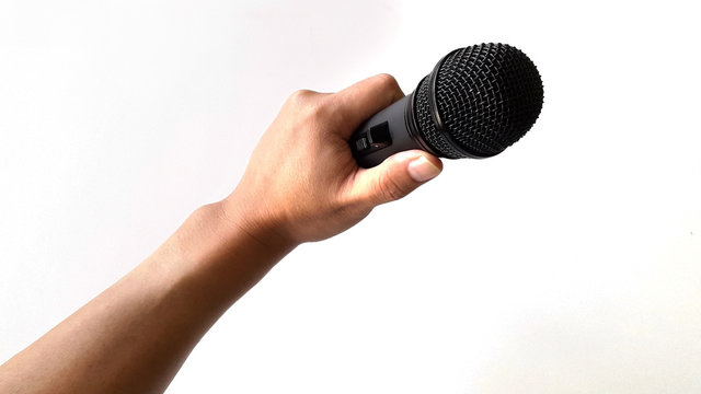 Microphone on hand isolated