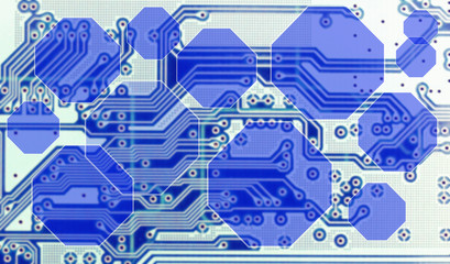 Abstract background - a microchip or an electronic board with octagonal honeycombs on a background.