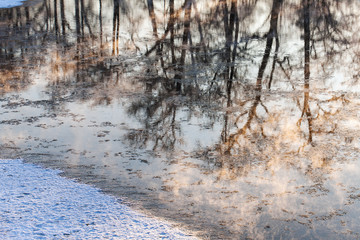 Fototapeta na wymiar reflections in winter river