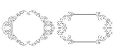 Set of vintage border frame engraving with retro ornament pattern in antique baroque style decorative design. Vector