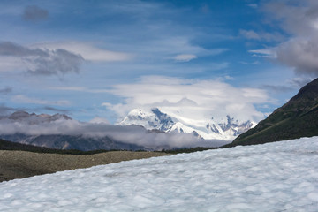 Fototapeta na wymiar Mt Blackburn seen from Root Glacier
