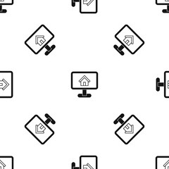 Layout of house pattern seamless black