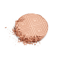 Broken face powder isolated on white background
