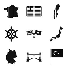 Mainland icons set, simple style