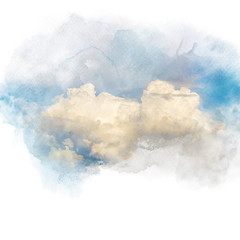 Watercolor illustration of sky with cloud (retouch). - 173513954