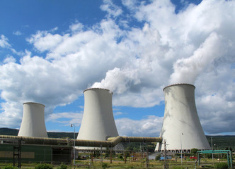 Clouds over cooling towers. Power Plant Prunerov (Czech Republic)