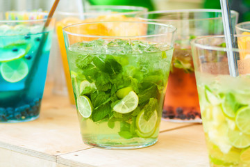 Refreshing lemon punches close-up