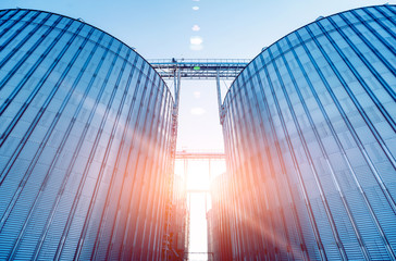 Modern silos for storing grain harvest. Agriculture. © romaset