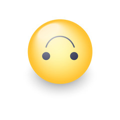 Upside-Down happy emoticon. Cartoon cute vector emoji. Social media upside down smiley