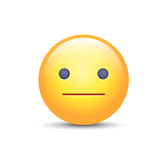 Indifferent emoji cartoon icon. Expressionless emoticon face. Neutral smiley mood.