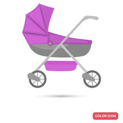 Baby stroller color flat icon