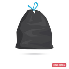 Bag with garbage color flat icon