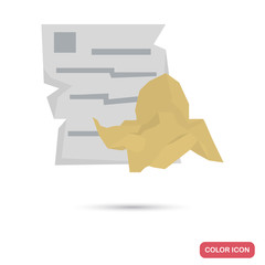 Paper products for garbage color flat icon