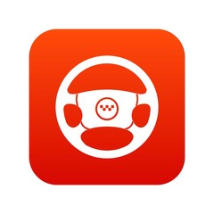 Steering wheel of taxi icon digital red