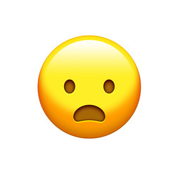 Isolated yellow surprise face with opened mouth icon