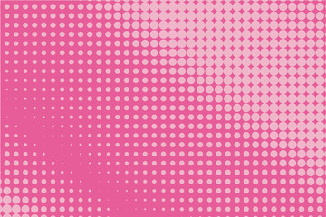 Abstract monochrome halftone pattern. Comic background. Dotted backdrop with circles, dots, point. Pink color