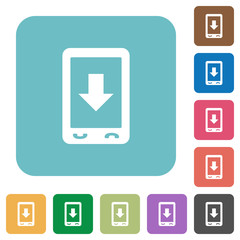 Mobile scroll down rounded square flat icons