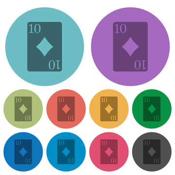 Ten of diamonds card color darker flat icons
