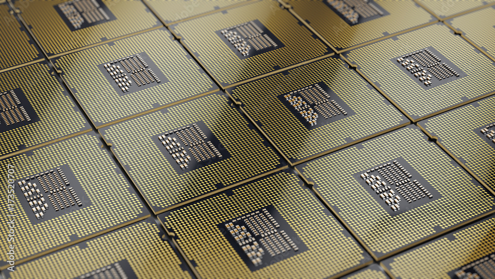 Poster central computer processors cpu background. 3d rendering