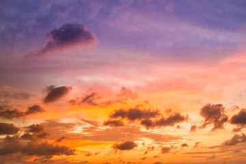 Fototapeta na wymiar Beautiful cloudy sky when the sunset after big rainning.