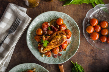 Grilled chicken steak with roasted vegetable