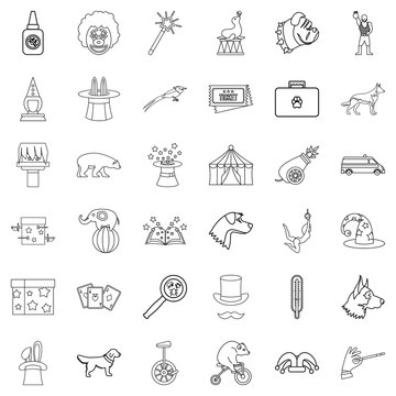 Animal health icons set, outline style