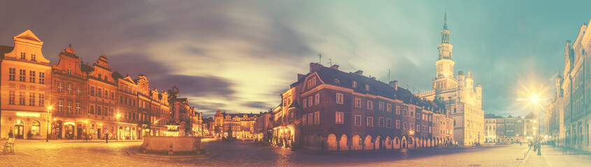 evening panorama of Poznan,retro,vintage style © Mike Mareen