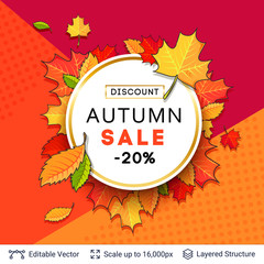 Autumn sale background template.