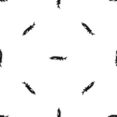 Fresh sturgeon fish pattern seamless black