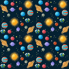 Planets seamless pattern. © Inna