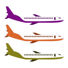 Type of airplane vector isolated. Airplane side view illustration. Modern types of airplane. 