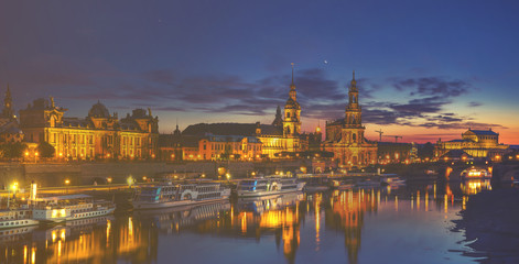 Fototapeta na wymiar Panoramic image of Dresden, Germany-retro styling, vintage
