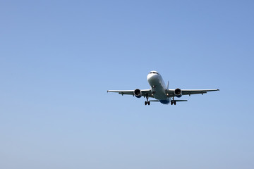 Fototapeta na wymiar passenger jet flies in for a landing