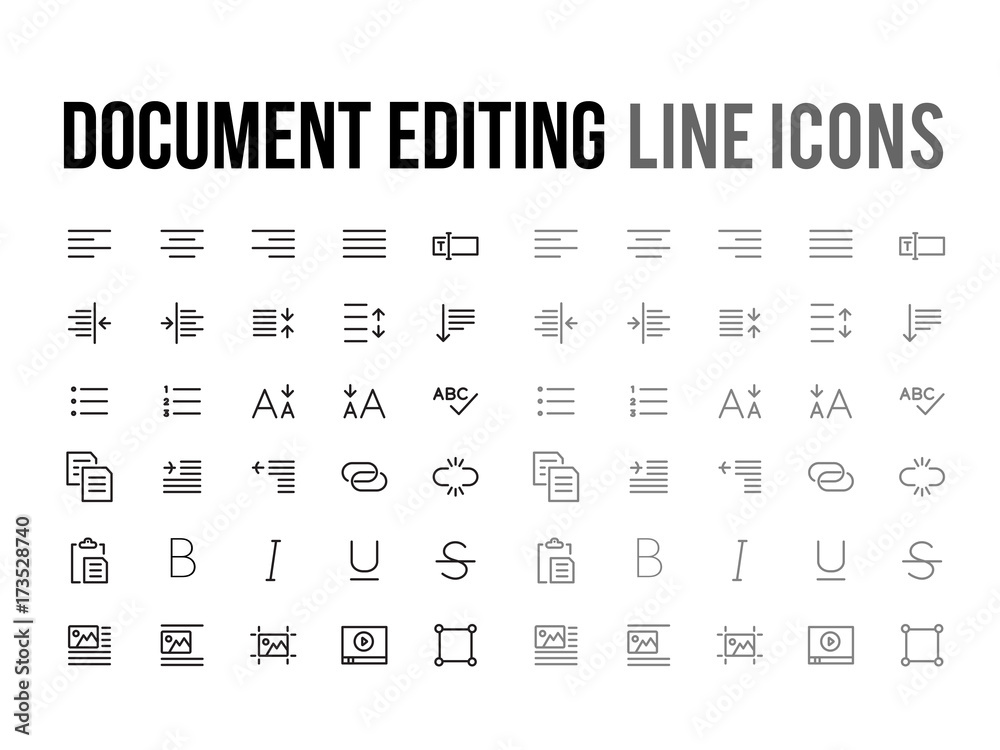 Fototapete document text editing vector line icon for app, mobile website responsive