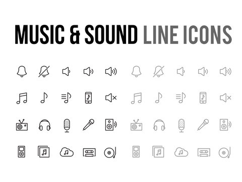 Music & sound vector line icon for app, mobile website responsive