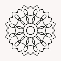 Simple Mandala Shape for Coloring. Vector Mandala. Floral. Flower. Oriental. Book Page. Outline.