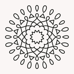 Simple Mandala Shape for Coloring. Vector Mandala. Floral. Flower. Oriental. Book Page. Outline.