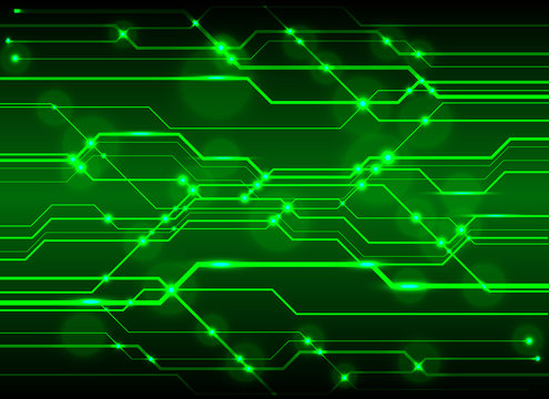 High-Tech Circuit Board Background, Technology green circuit abstract background