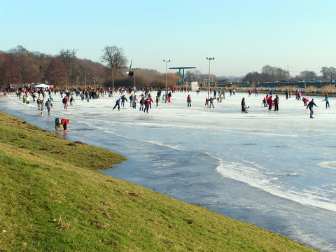Skating on an ice rink in the Netherlands