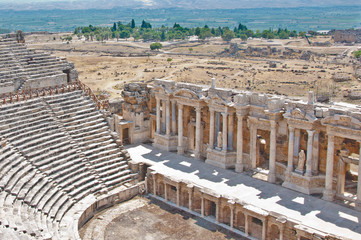 Antique amphitheater in ancient roman town Hierapolis