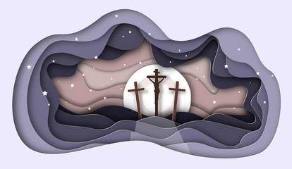 Jesus on the cross. Paper art. - 173532700