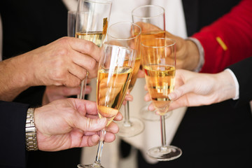 Business people clinking champagne