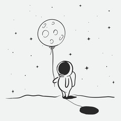 Fototapeta premium Cute astronaut keeps moon.