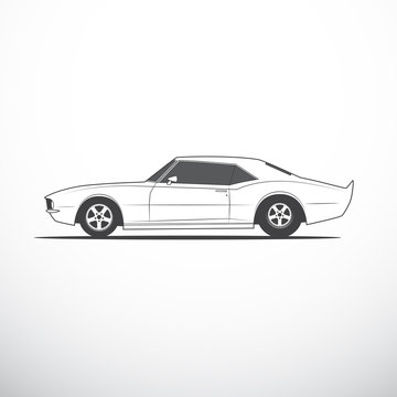 Vector american muscle car. Side view